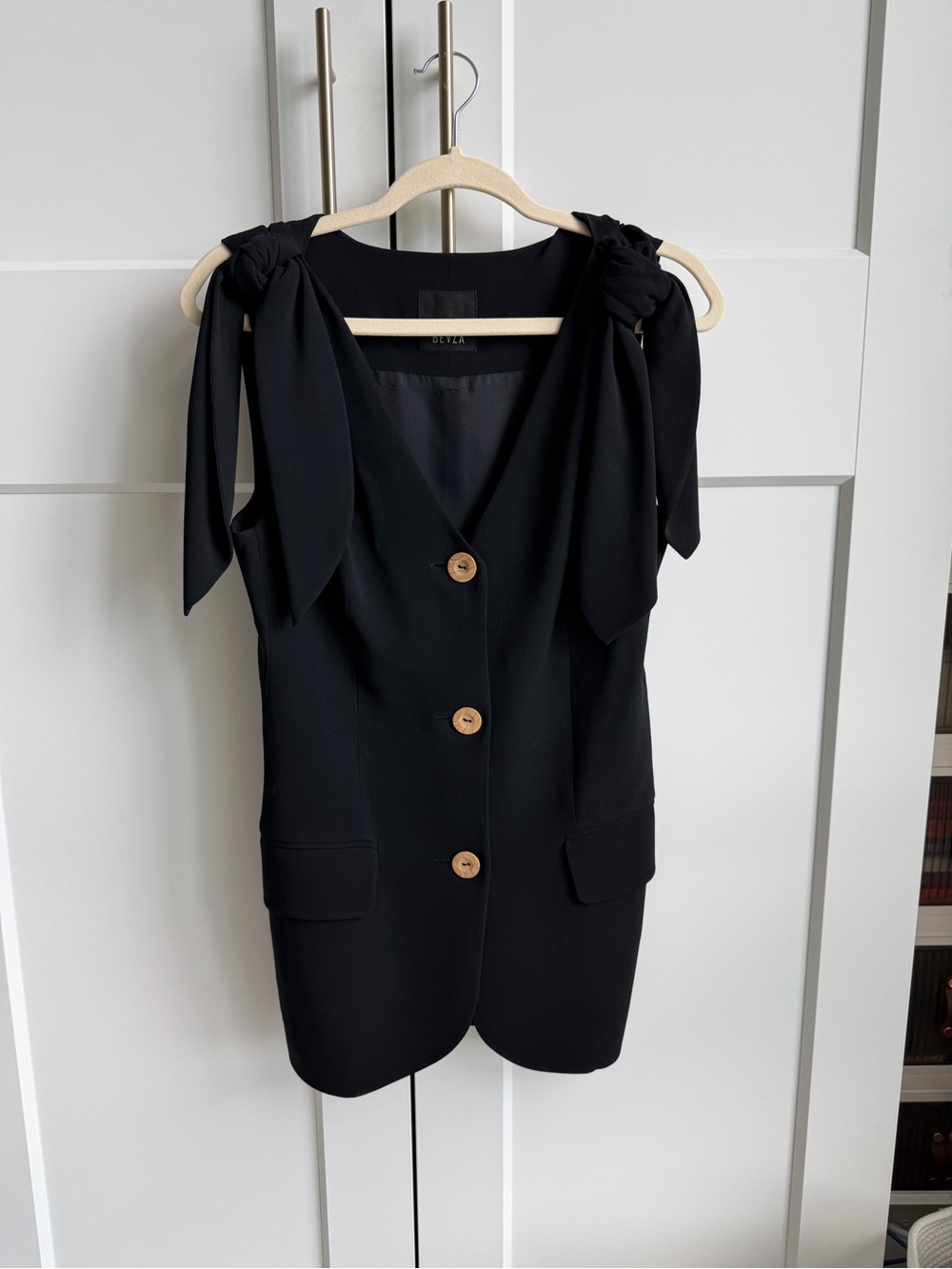 Delta Black Tie-Shoulder Button Vest